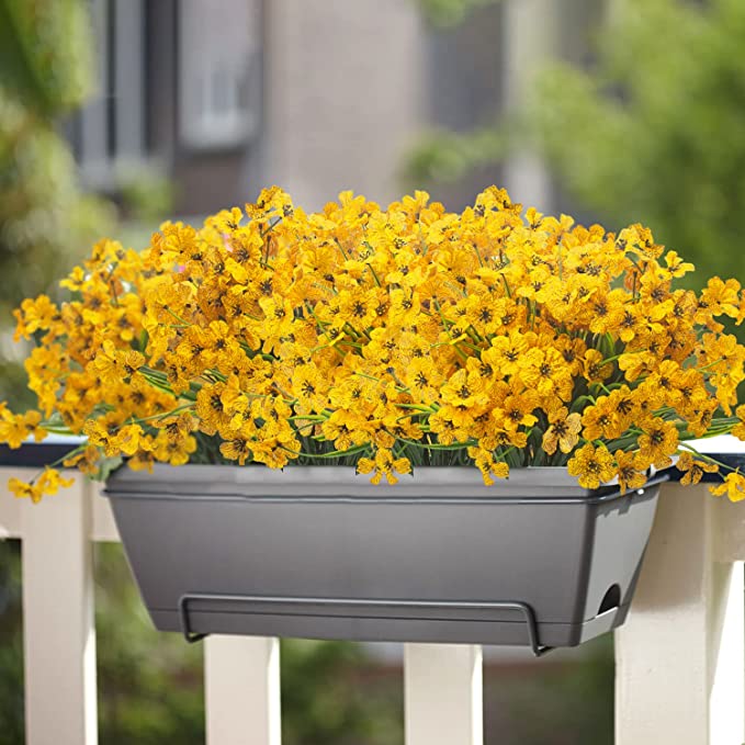 10 Pcs UV Resistant Faux Flowers for Outdoors Bulk Artificial Silk Flowers