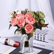 1 Bush 11 Inch Artificial Flowers Austin Rose Bouquet - Artificialmerch