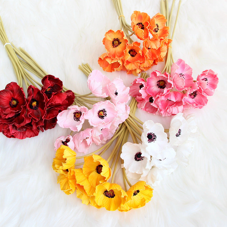 10 Pcs 13 Inch Artificial Poppy Flowers Bouquet Real Touch Stems Bulk Wholesale