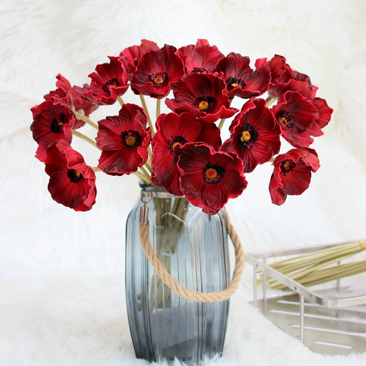 10 Pcs 13 Inch Artificial Poppy Flowers Bouquet Real Touch Stems Bulk Wholesale