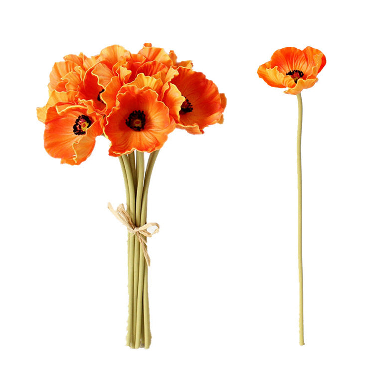 10 Pcs 13 Inch Artificial Poppy Flowers Bouquet Real Touch Stems Bulk Wholesale
