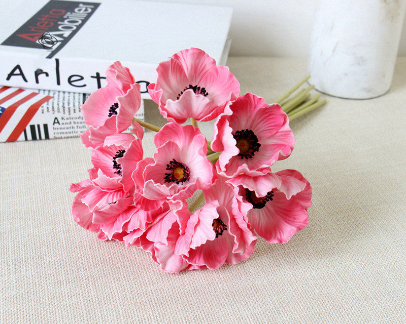 10 Pcs 13 Inch Artificial Poppy Flowers Bouquet Real Touch Stems Bulk Wholesale