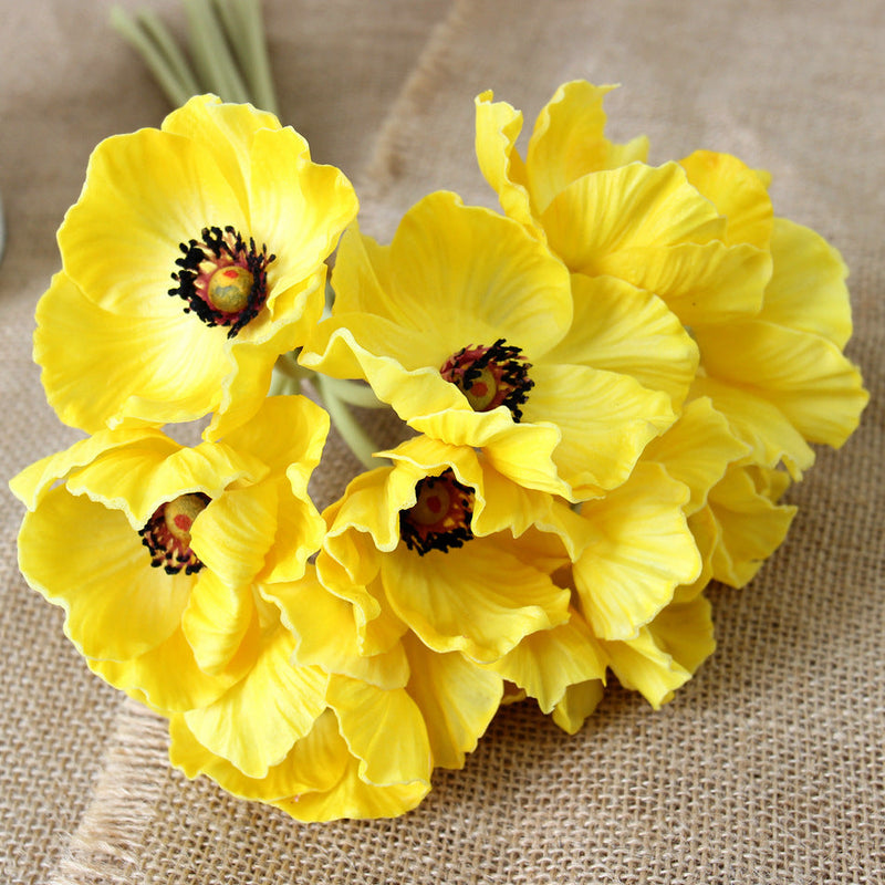 10 Pcs 13 Inch Artificial Poppy Flowers Bouquet Real Touch Stems Bulk Wholesale