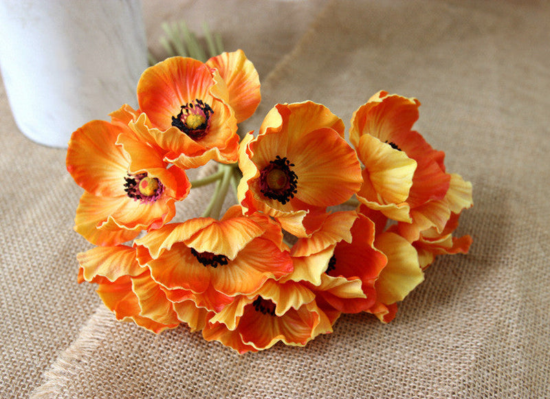 10 Pcs 13 Inch Artificial Poppy Flowers Bouquet Real Touch Stems Bulk Wholesale