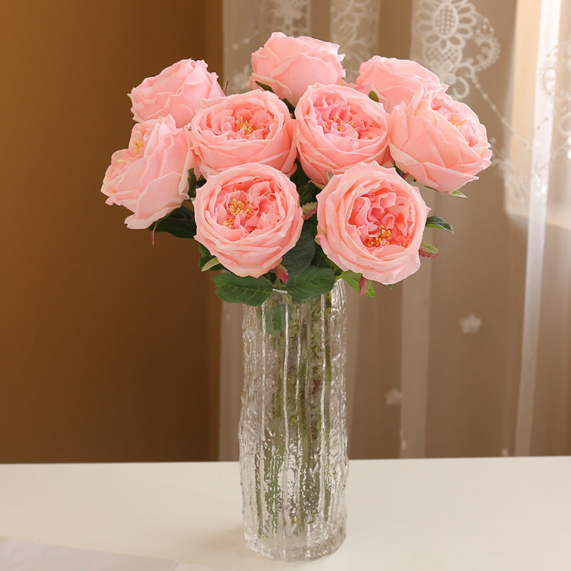 9 Pcs 17 Inch Real Touch Austin Rose Bouquet Artificial Flowers