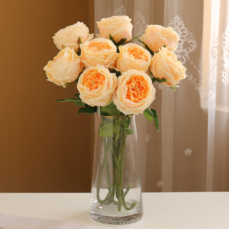 9 Pcs 17 Inch Real Touch Austin Rose Bouquet Artificial Flowers