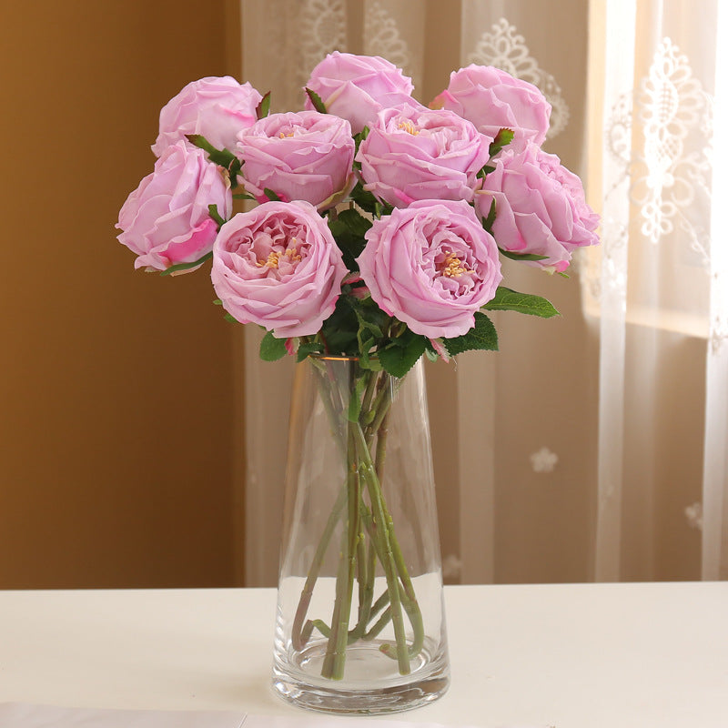 9 Pcs 17 Inch Real Touch Austin Rose Bouquet Artificial Flowers