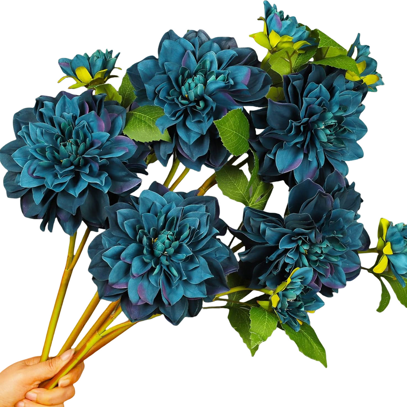 24 Inch Artificial Silk Dahlia Flowers 10 Stems Long Stem Wedding Bouquets Fall Decor