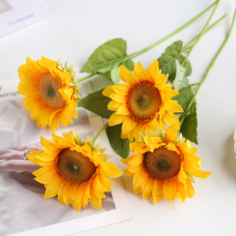 17 Inch Artificial Silk Sunflower Stems 10 Pcs Bulk Fall Autumn Wedding Garden Vase Decor