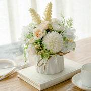 7 Inch Artificial Silk Flowers Bouquet 7 Stems Peony Hydrangea Chrysanthemum Ball Arrangement in Vase
