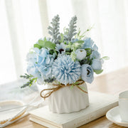 7 Inch Artificial Silk Flowers Bouquet 7 Stems Peony Hydrangea Chrysanthemum Ball Arrangement in Vase