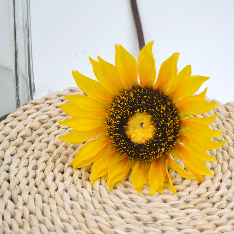 18 Inch Artificial Sunflower Stem Silk Flowers 1 Pc Yellow Bulk Arrangement