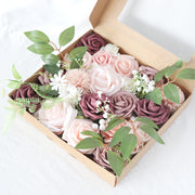 Artificial Flowers Bulk 50 Pcs Dusty Purple Silk Wedding Faux Flowers for Crafts