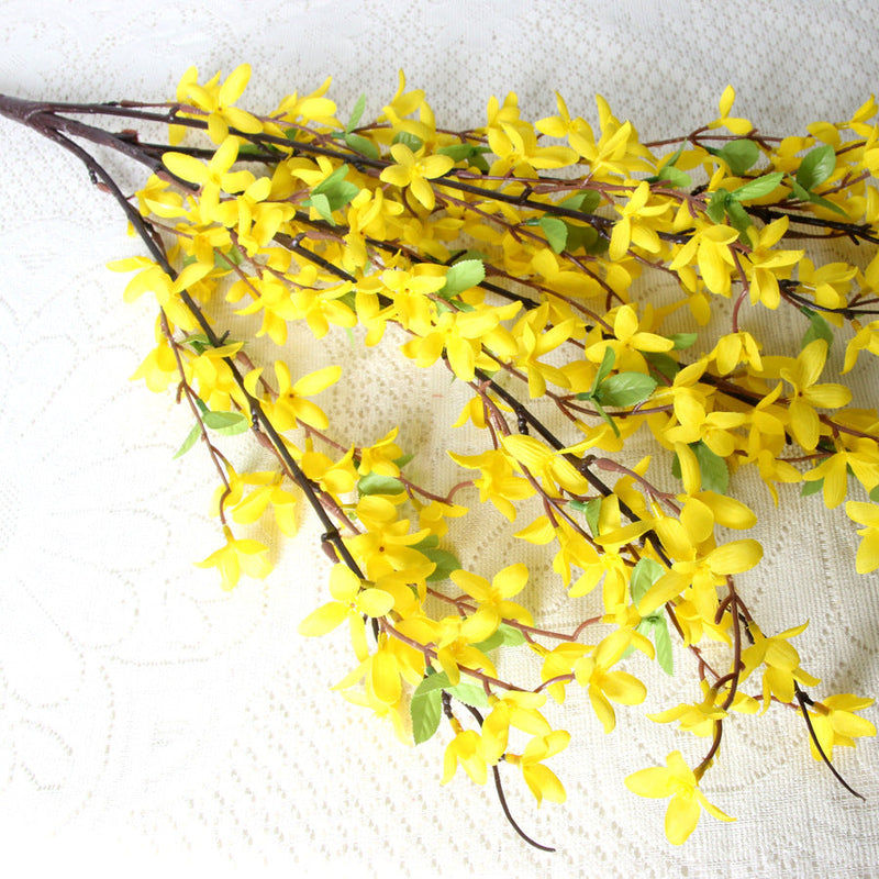 Yellow Primrose Artificial Flower Stems, 10 Pcs, 12 Inch Silk Bush Bouquet