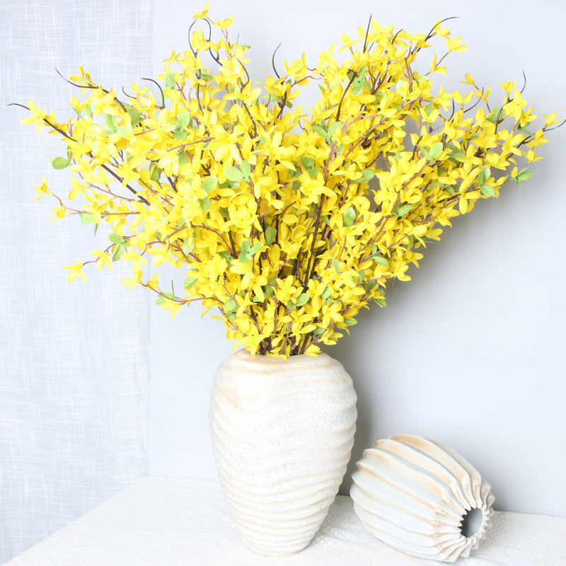 Yellow Primrose Artificial Flower Stems, 10 Pcs, 12 Inch Silk Bush Bouquet