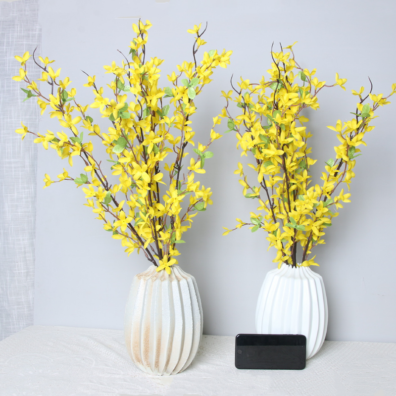 Yellow Primrose Artificial Flower Stems, 10 Pcs, 12 Inch Silk Bush Bouquet