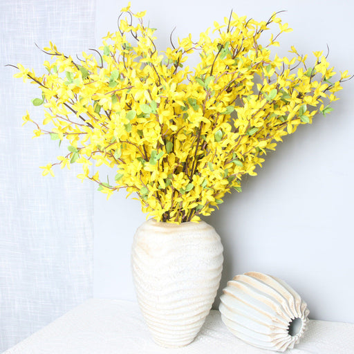 Yellow Primrose Artificial Flower Stems, 10 Pcs, 12 Inch Silk Bush Bouquet