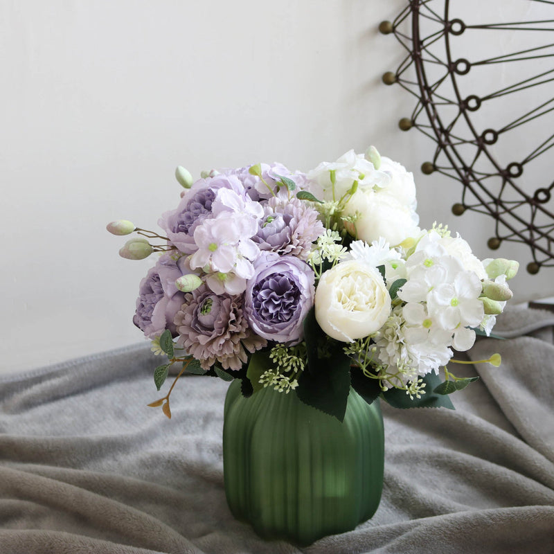 12 Inch Artificial Silk Peony Bush Bouquet, 1 Stem, Wedding Centerpiece Flowers
