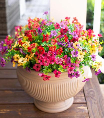 Artificial Eucalyptus & Violet Flower Bundles - 13.8 in Faux Greenery for Wedding & Event Decor, 12-Pack