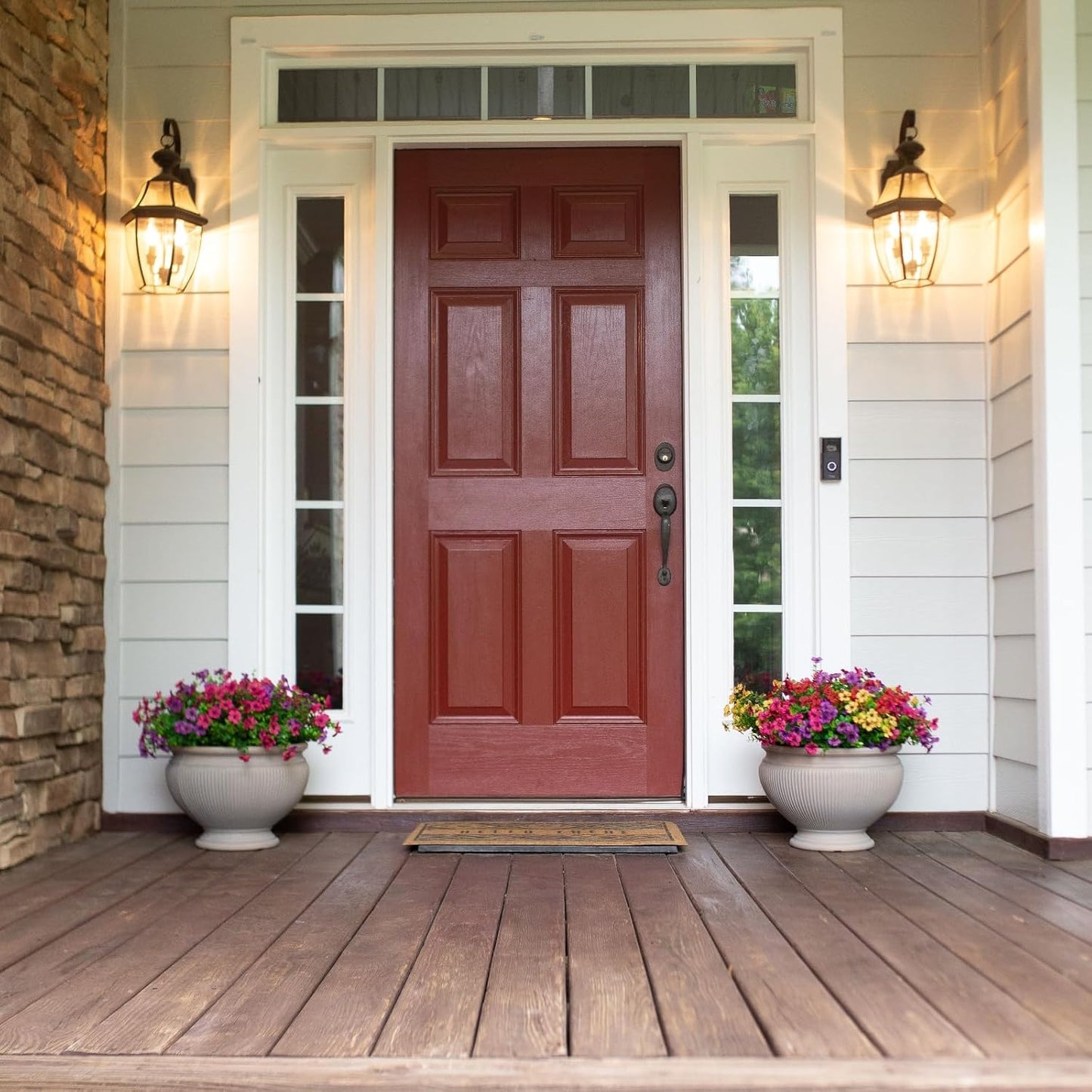 Artificial Eucalyptus & Violet Flower Bundles - 13.8 in Faux Greenery for Wedding & Event Decor, 12-Pack