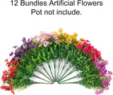 12 Bundles Artificial Flowers for Outdoor Indoor Garden Home Spring Summer Autumn Decoration