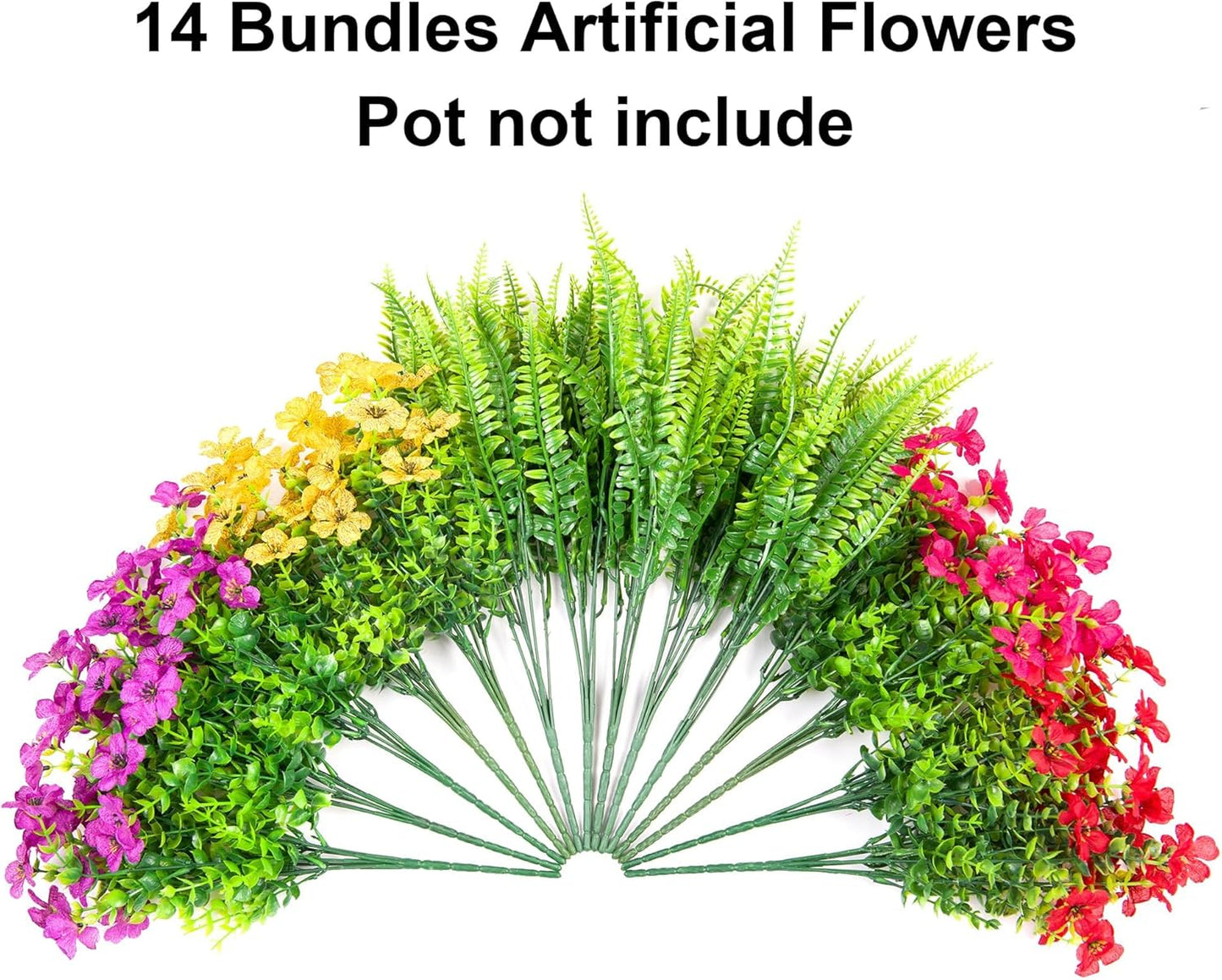 Artificial Eucalyptus & Violet Flower Bundles - 13.8 in Faux Greenery for Wedding & Event Decor, 12-Pack