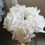 8 Inch Real Touch Artificial Rose Floral Arrangement in Vase, Bulk Set
