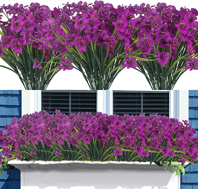 10 Pcs UV Resistant Faux Flowers for Outdoors Bulk Artificial Silk Flowers