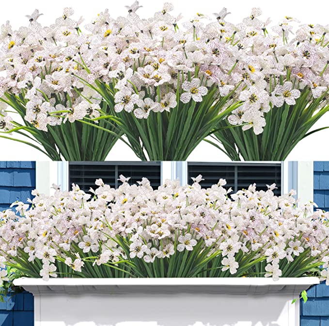 10 Pcs UV Resistant Faux Flowers for Outdoors Bulk Artificial Silk Flowers