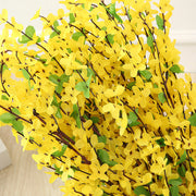 Artificial Forsythia Flower Stems, 10 Pcs, 18 Inch, Yellow Silk Faux Flowers for Decoration