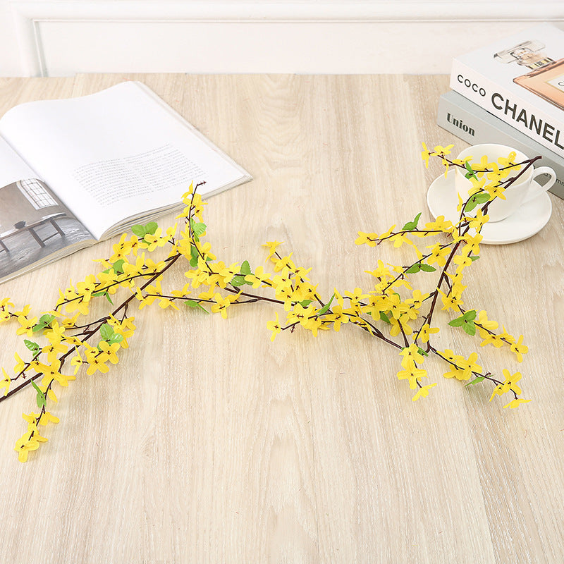Spring Forsythia Artificial Hanging Flower Garland Vine, Yellow, Rattan, 6 Ft, Bulk Pack