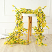 Spring Forsythia Artificial Hanging Flower Garland Vine, Yellow, Rattan, 6 Ft, Bulk Pack