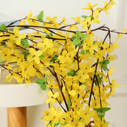 Spring Forsythia Artificial Hanging Flower Garland Vine, Yellow, Rattan, 6 Ft, Bulk Pack