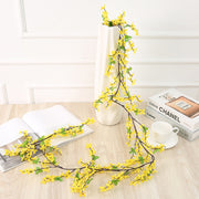 Spring Forsythia Artificial Hanging Flower Garland Vine, Yellow, Rattan, 6 Ft, Bulk Pack