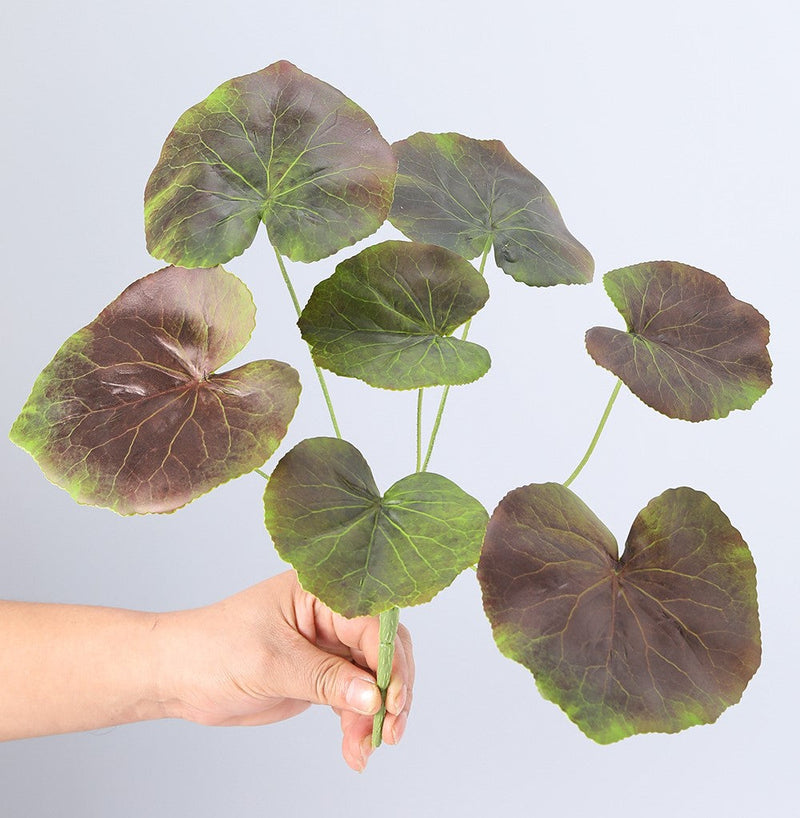 14 Inch Artificial Galax Plant Foliage Greenery 10 Pcs Bulk Stephania Begonia Erythrophylla Leaves