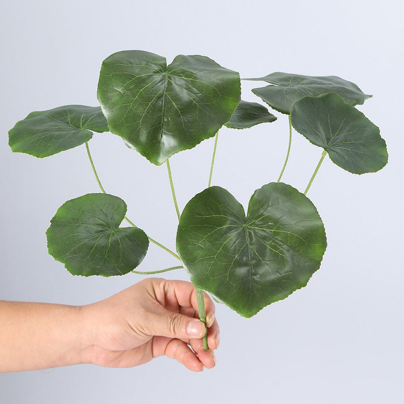 14 Inch Artificial Galax Plant Foliage Greenery 10 Pcs Bulk Stephania Begonia Erythrophylla Leaves