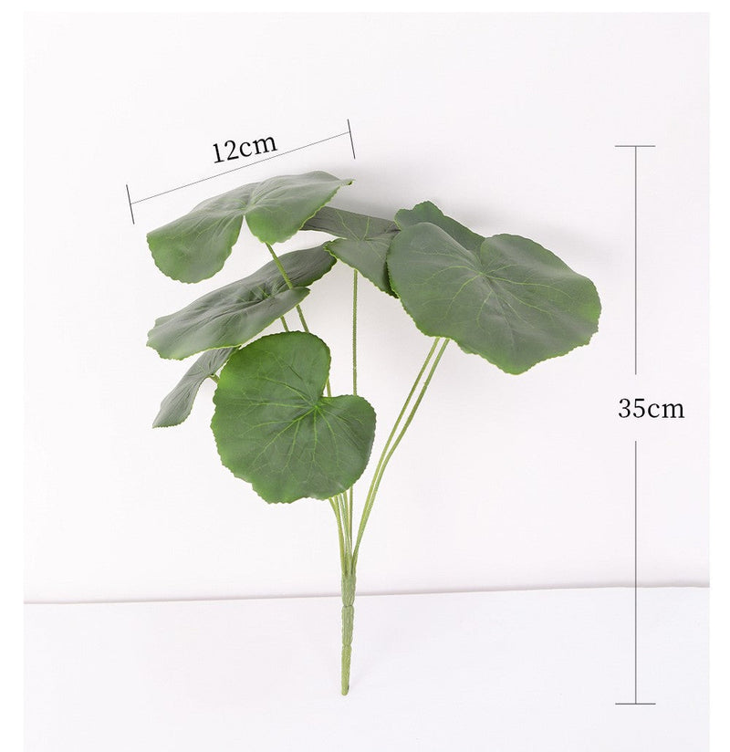 14 Inch Artificial Galax Plant Foliage Greenery 10 Pcs Bulk Stephania Begonia Erythrophylla Leaves
