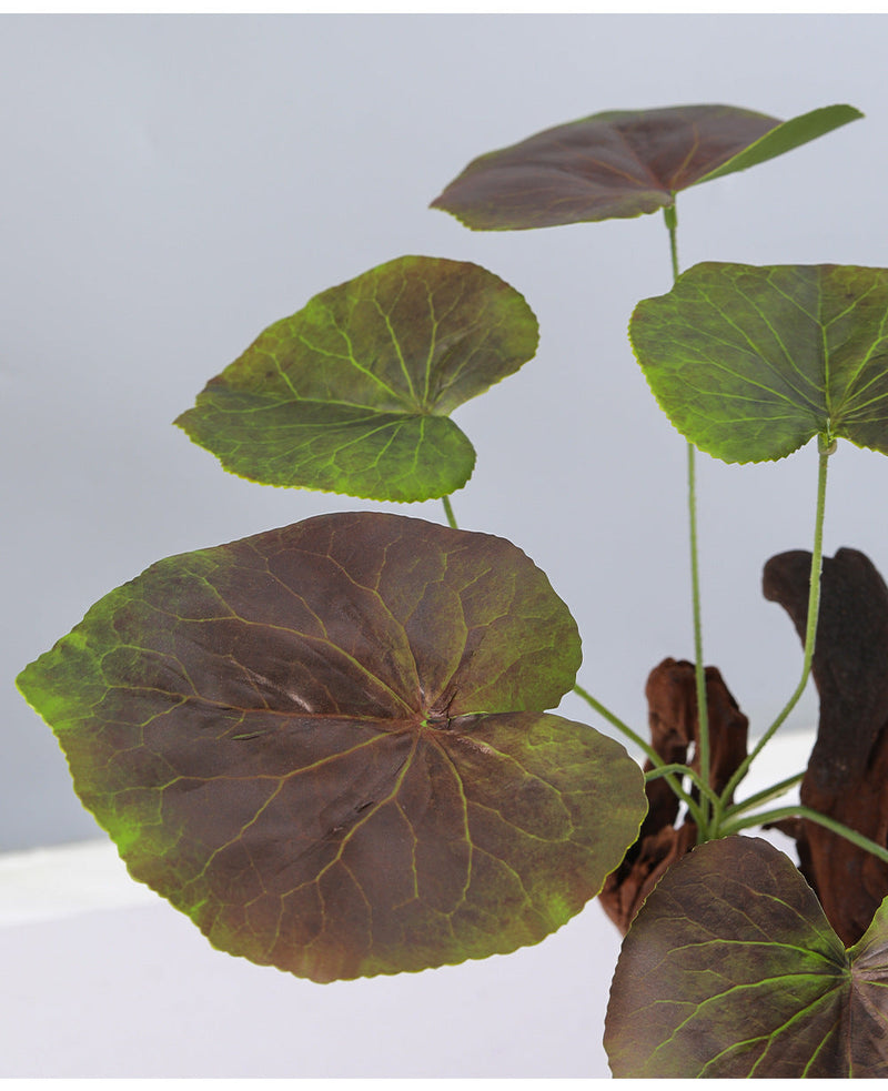 14 Inch Artificial Galax Plant Foliage Greenery 10 Pcs Bulk Stephania Begonia Erythrophylla Leaves