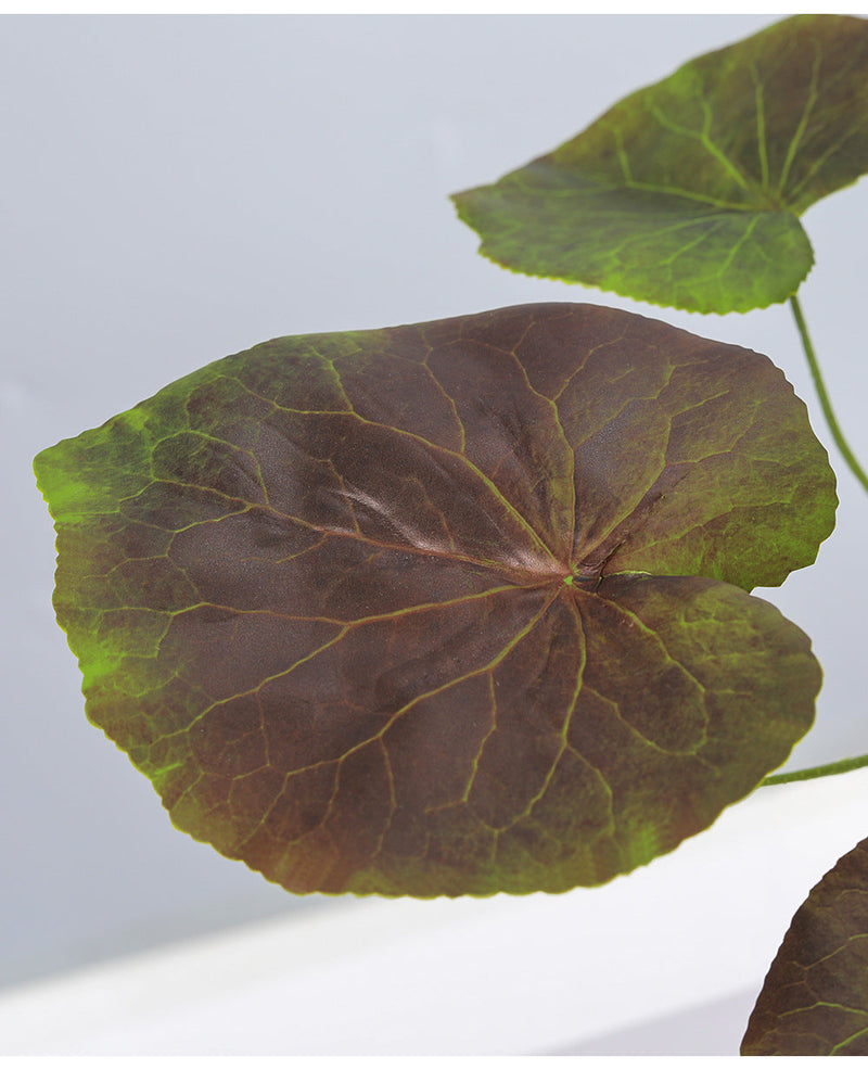 14 Inch Artificial Galax Plant Foliage Greenery 10 Pcs Bulk Stephania Begonia Erythrophylla Leaves