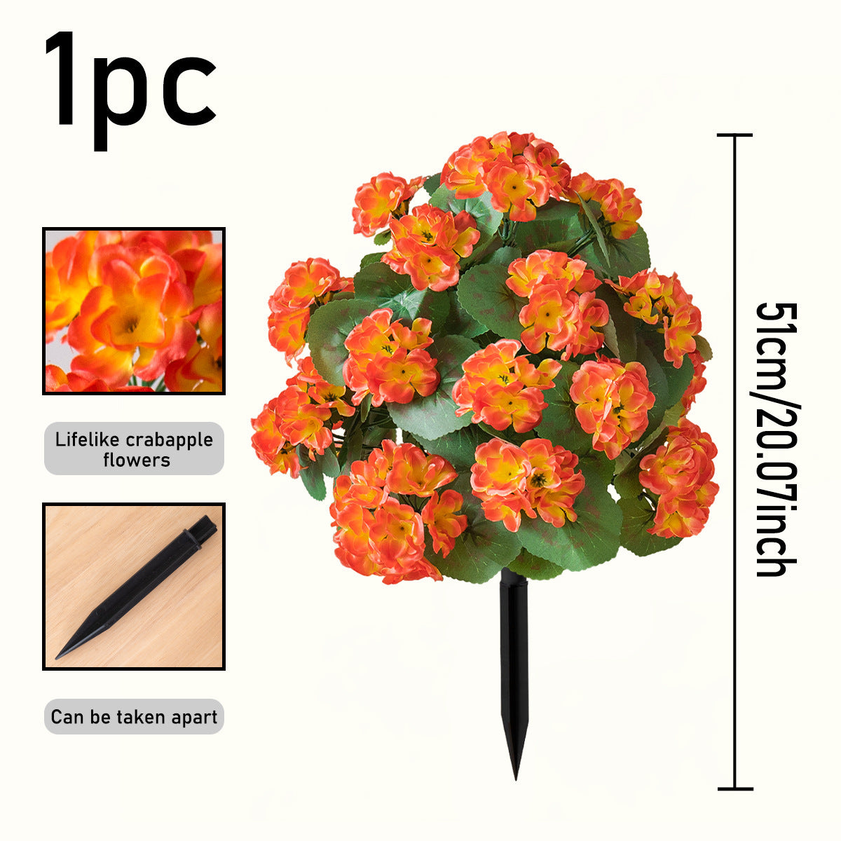 Artificial Geranium Flowers UV & Water Resistant with Spike  for Indoor Outdoor Wedding Front Door Porch Garden Backyard Garden