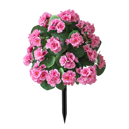 Artificial Geranium Flowers UV & Water Resistant with Spike  for Indoor Outdoor Wedding Front Door Porch Garden Backyard Garden