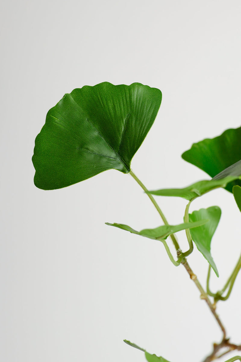 27 Inch Artificial Ginkgo Stems with 3 Forks Fall Decoration, 1 Stem Silk Leaves