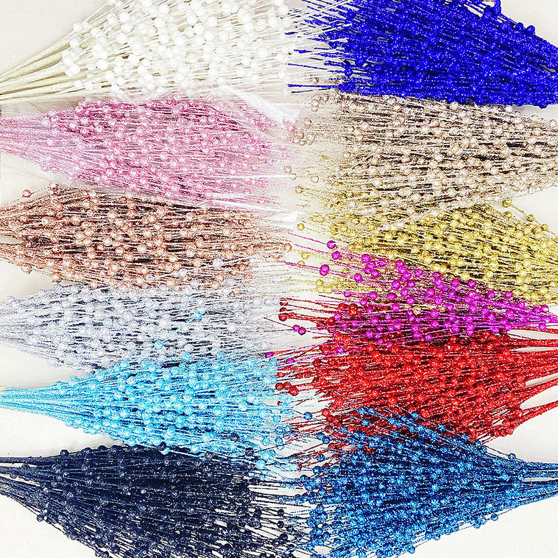 10 Bundles 17 Inch Artificial Glitter Holy Berry Stems Christmas Picks Bulk
