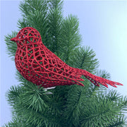 6 Inch Artificial Glitter Bird Ornaments, Sparkly Christmas Decorations, Bulk Set