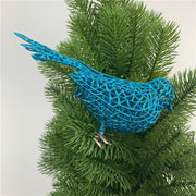 6 Inch Artificial Glitter Bird Ornaments, Sparkly Christmas Decorations, Bulk Set