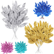 Glittered Artificial Leaf Spray Picks 12 Inch 10 Pcs Bulk for Christmas Winter Wedding Floral Arrangements
