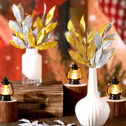 Glittered Artificial Leaf Spray Picks 12 Inch 10 Pcs Bulk for Christmas Winter Wedding Floral Arrangements