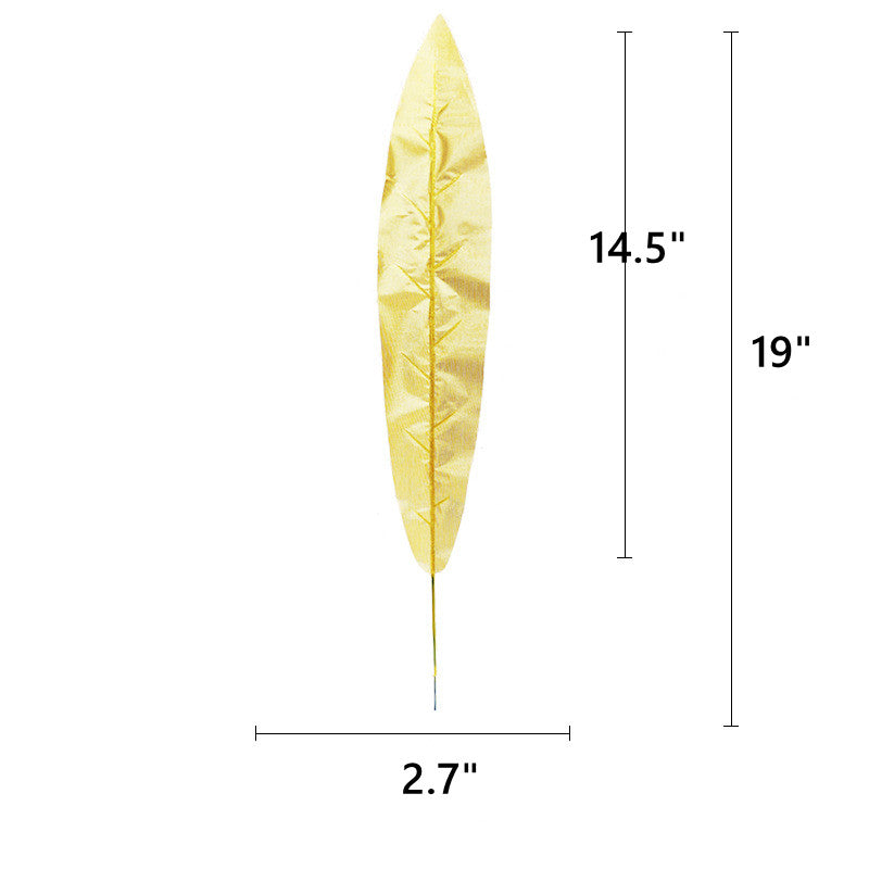 Artificial Golden Palm Leaves 20 Pcs 12 Inch Realistic Tropical Silk Leaf Decorations for Balloon Garland Wedding Birthday Party