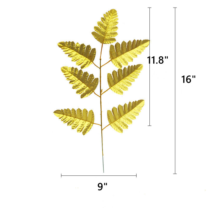 Artificial Golden Palm Leaves 20 Pcs 12 Inch Realistic Tropical Silk Leaf Decorations for Balloon Garland Wedding Birthday Party