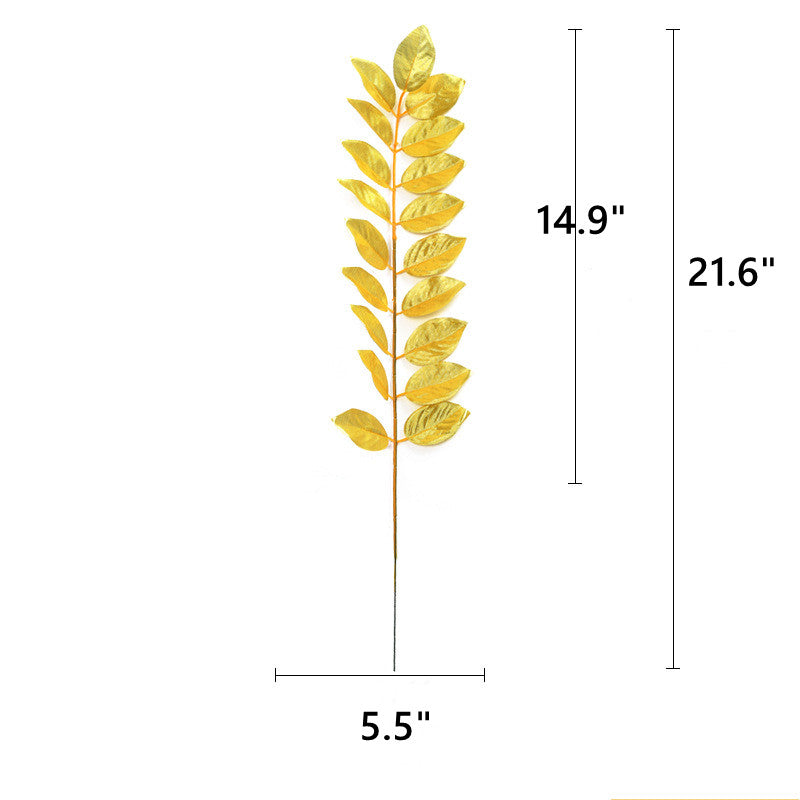 Artificial Golden Palm Leaves 20 Pcs 12 Inch Realistic Tropical Silk Leaf Decorations for Balloon Garland Wedding Birthday Party